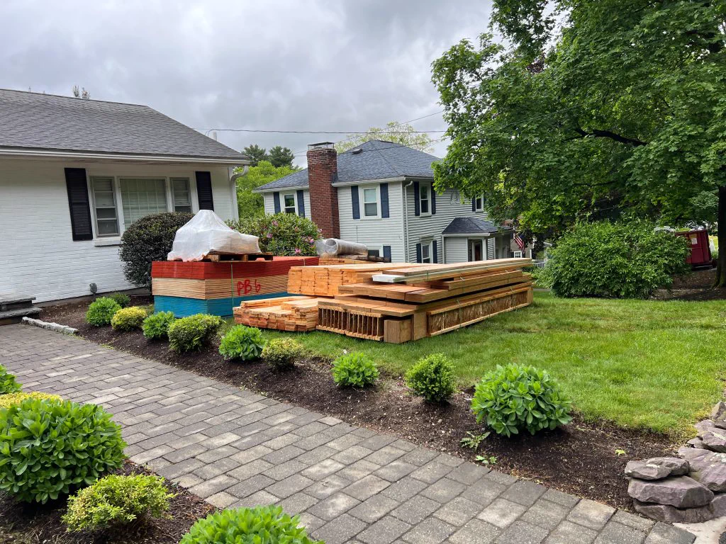 Deck and rear addition with paver patio